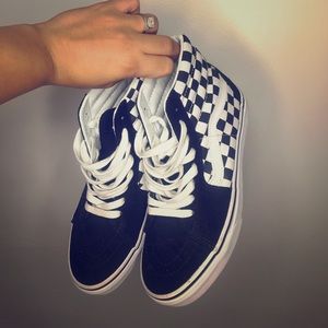 High top checkerboard vans